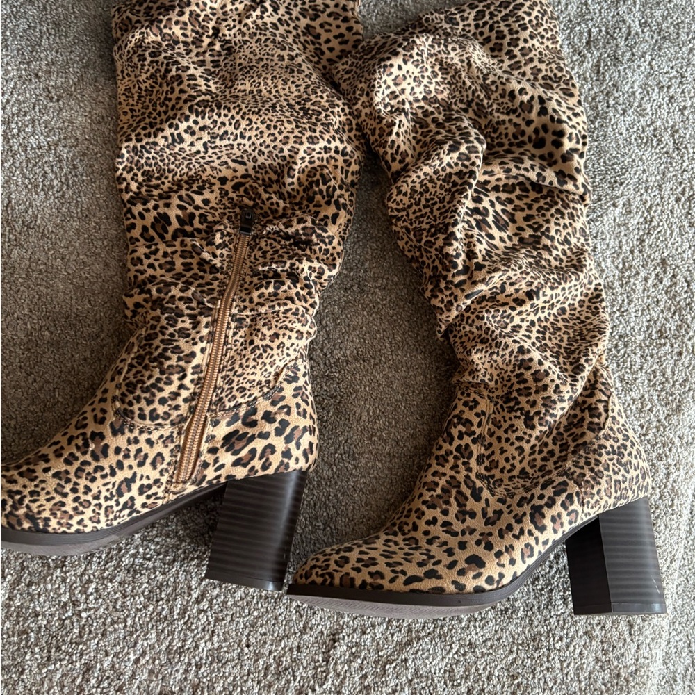 Leopard Print Heeled Boots